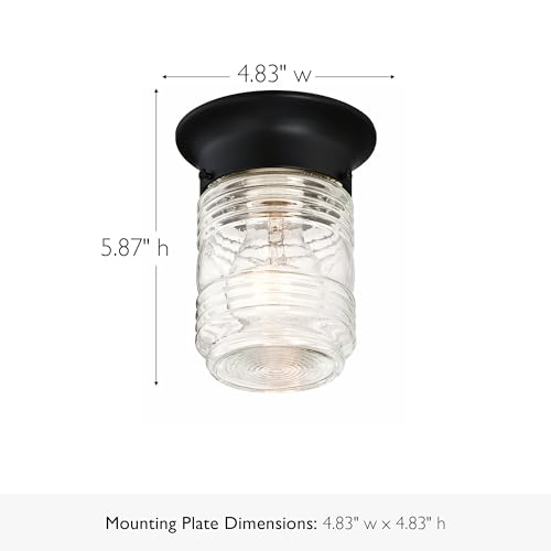 Image of Design House Jelly Jar Ceiling Light, Indoor /Outdoor, Flush Mount, Dimmable, Uses (1) 60W Bulb, Matte Black, 4.8 in. Diameter x 5.9 in. H, 587220