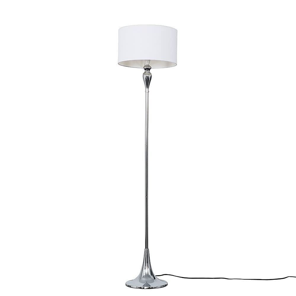 MiniSun Modern Grey Metal Tripod Floor Lamp With A Grey & Chrome
