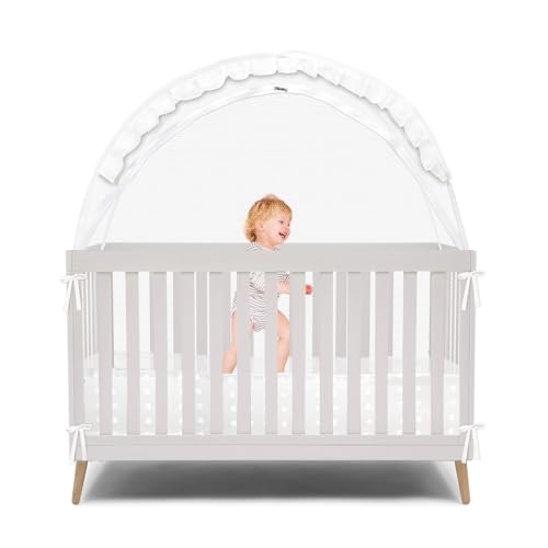 Wonder Space Elegantes Babybett Netzzelt - Minimalistisches Design - Langlebiges & Atmungsaktives Netz, das Baby im Bett halten & Verhindern das Herausklettern - Mücken Insektenschutz (Spitze)