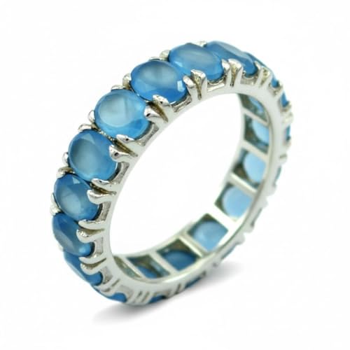 Image of 55Carat Choose Your Color Natural Gemstone Sterling Silver Band Ring Birthstone Friendship Love Size 5-13