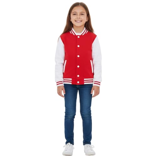 A2Z 4 Kids Baseball-Kontrastjacke Im Varsity-Stil, B.B. Mantel-Design Stehkragen - B.B Plain Jacket Red 9-10