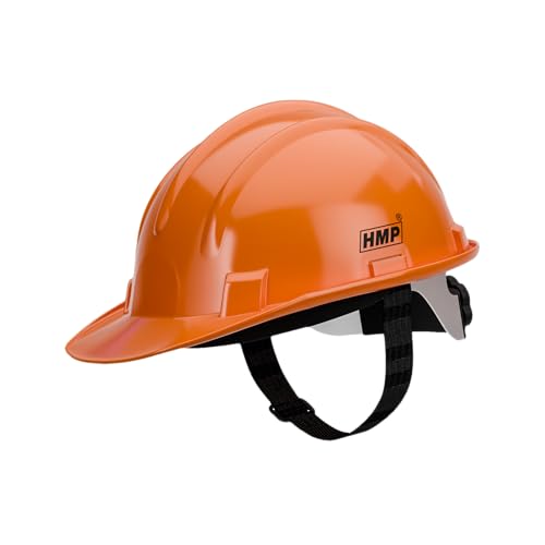Image of HMP Industrial Construction Safety Helmet for Unisex | SIX Suspension with Ratchet Adjustment | ISI & EN Certified | Orange