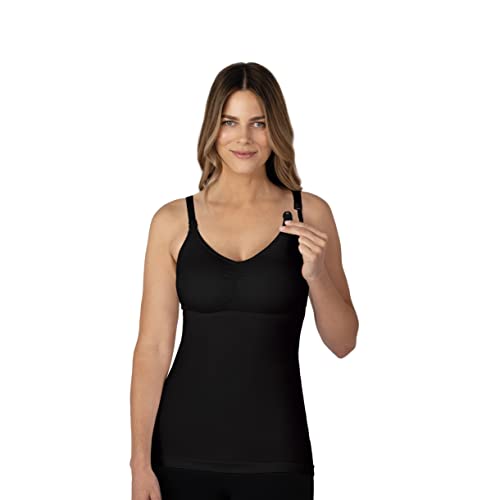 Bravado! Basics Women's Seamless Maternity Nursing Tank Top Cami For Breastfeeding With Adjustable Straps, Black, Small #TOP25