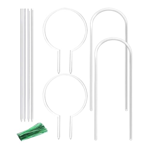 Tutor para Plantas de Interior,Enrejado Pequeño para Plantas Trepadoras - Estacas Redondas Transparentes con Atadores Y Soporte Decorativo para Macetas De Jardín