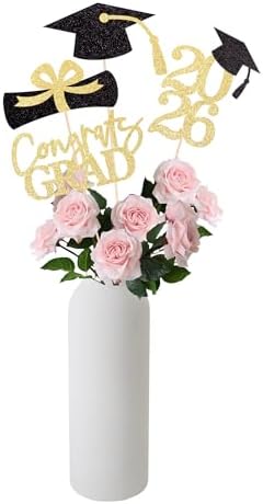 Graduation Decoration Class of 2026 Centerpieces for Table, 2026 Party Centerpieces Grad Cap Sticks Party Supplies, Graduation Party Decoration Toppeers (16 PCS, Gold & Black, Set of 4) Graduation Decoration Class of 2026 Centerpieces for Table, 2026 Party Centerpieces Grad Cap Sticks Party Supplies, Graduation Party Decoration Toppeers (16 PCS, Gold & Black, Set of 4)