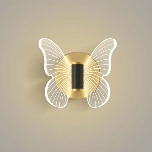 Mengjay LED Lampada da Parete,Applique Farfalla Creativa,12W Applique da Parete Interno Moderno,Lampada a Muro LED Decorativa Nordica per Camera da Letto Soggiorno Corridoio Sala da Pranzo (singolo)