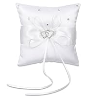 Psyqtsuary Ringkissen Hochzeit, Weiß Ring Kissen Für Hochzeit, Ringkissen Hochzeit Standesamt, Ringträgerkissen Hochzeit Ringkissen Mit Schöne Bowknot Für Hochzeit Zeremonie Antrag 14 X 14cm