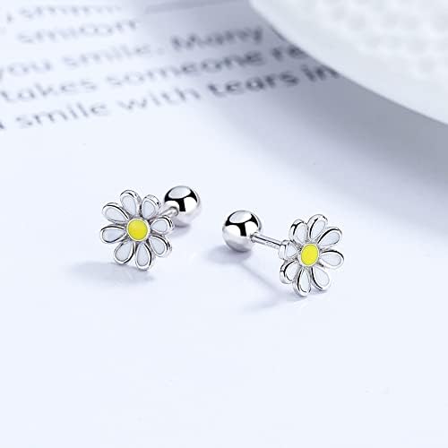 18G Little Daisy Flower Cartilage Stud Earrings Sterling Silver 925