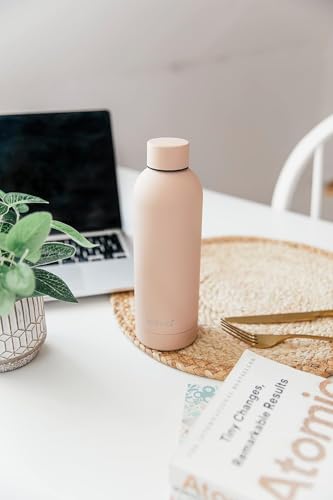 Kichna Stainless Steel BPA Free Soft Touch Water Bottle Leakproof, No Sweating, Reusable Kids & Adults Unisex - Pink - 800ml