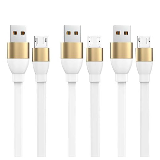 Micro USB Cable [3 Pack 3ft] DNLM Braided Nylon Cell Phone Charger - Fast Charging & Sync - Micro USB Charger 2.4A for Samsung Galaxy S5/S6/S7, HTC, LG, Sony, PS4, MP3 and More - Wihte