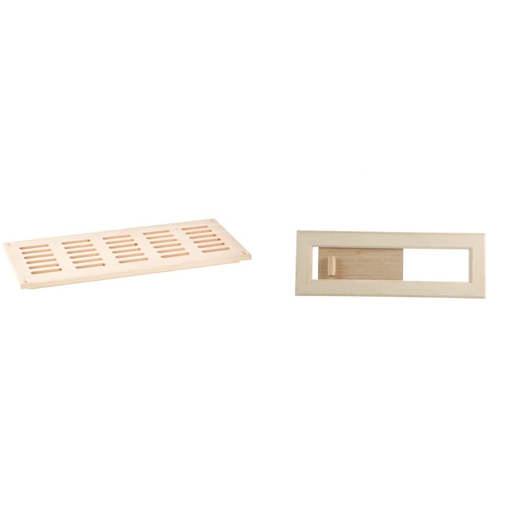eliga Lüftungsgitter aus Holz, für circa 100 cm² Luftdurchlass & Lüftungsschieber aus Holz