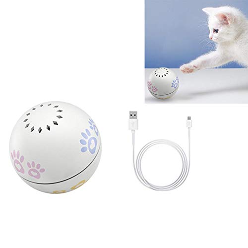 Smart Interactive Cat Toys Ball, USB recargable, juguete electrónico para mascotas con desplazamiento automático activado por movimiento, lámpara LED de protección ocular incorporada y cámara Catnip
