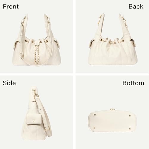 Image of CLUCI Quilted Leather Handbag, Soft Tote Bags for Women with Adjustable Strap, Crumpled Shoulder Purse Tabby Slouchy Hobo Bag