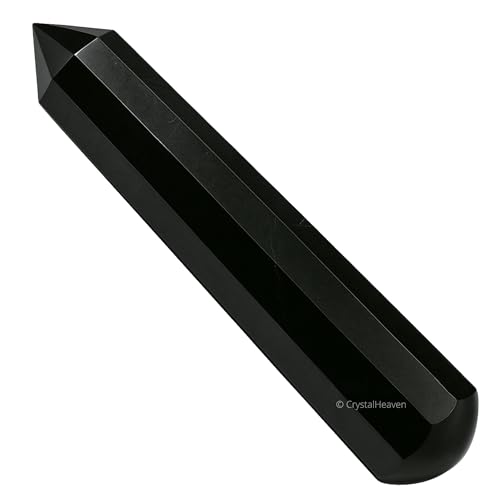 Image of Black Tourmaline Crystal Wand - Pointed Crystal Wand for Energy Healing, Chakra Balancing, Meditation and Home Decor - Crystals and Healing Stones for Gift