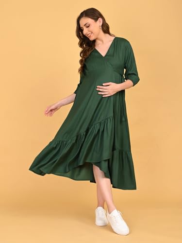 Image of The Mom Store Maternity and Nursing Wrap Dress for New Mom | Pre and Post Pregnancy Wear for Womens | Trendy Stylish Printed Friendly Dresses for Women | Comfortable
