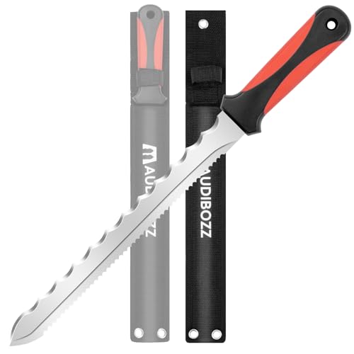 maudibozz Insulation Knife - Sod Cutter Knife: stainless steel 11.14-Inch sharp blade, double side utility Lawn Repair Saw with Nylon Sheath