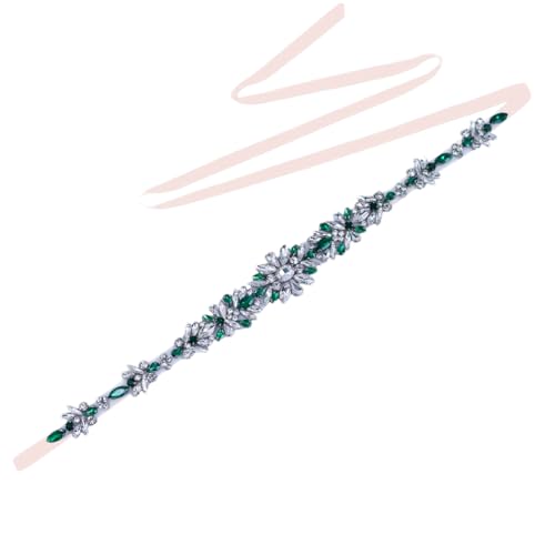 Women's Handmade Beaded Wedding Belt, Applique Bridal Accessory, Rhinestone Ribbon Ball Gown Belt