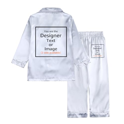 MYGBCPJS Customized Kids Satin Pajamas Set Boys Girls Custom Personalized Shorts Sleeve PJS Tops + Pants Suit Add Own Design2