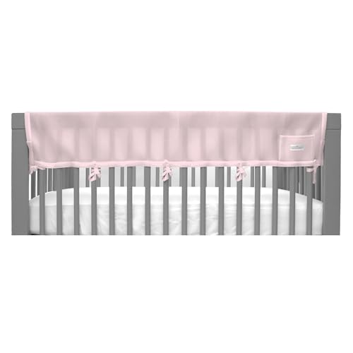 Image of BreathableBaby Breathable Mesh RailGuard Teething Cover - 51 inch Long Panel (1) - Fits Most Full-Size and Does Not Fit Mini Cribs - Use with Coordinating Short Panels - Light Pink