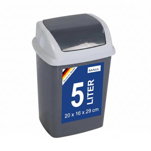 MAUL Abfalleimer mit Deckel MAULswing 5 l dunkelgrau Schwingverschluss