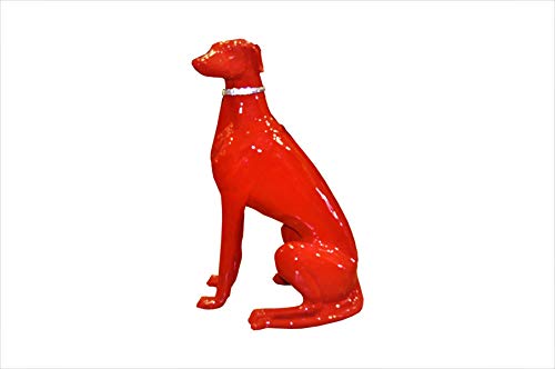 Windhund Hundeskulptur Hundefigur Jagdhund Rassehund Rot Höhe: 80cm Modern Art Lack Design Cover