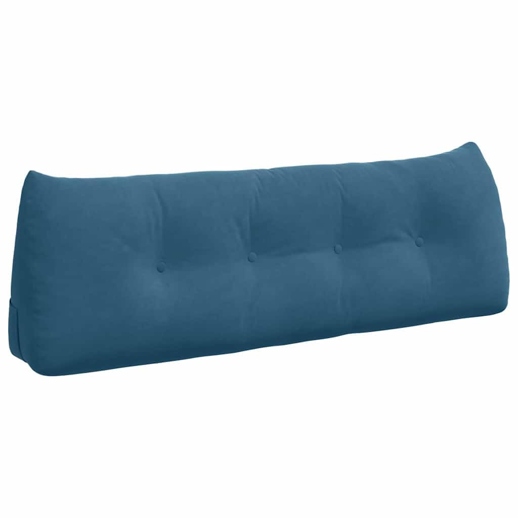 Rückenkissen Blau 140x24x50 cm Samt Lesekissen für Bett und Sofa - Ergonomisches Keilkissen Groß mit Seitentasche - Weiches Sofakissen Samtkissen Dekokissen für Wohnzimmer Schlafzimmer