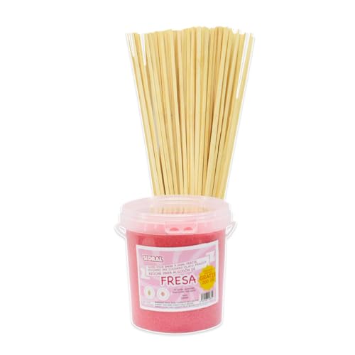 SIDRAL -Azúcar FRESA para algodón de Azucar con 100 Palos de Madera. Azucar para Maquina de Algodon (ROJO)