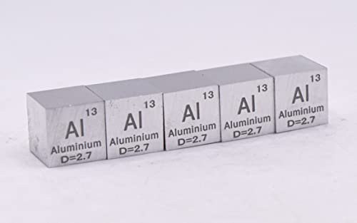 Image of 0.39 inch 10mm Aluminium Metal Cube Al up to 99.9% Pure Periodic Table Element Engraved Density Collection Science Education Display Block Cube + Acrylic Case Box - 1PC