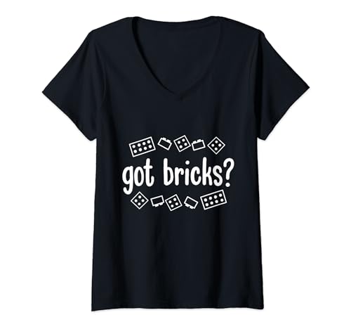 Donna Got Bricks Funny Building Blocks Master Builder Uomini Adulto Maglietta con Collo a V