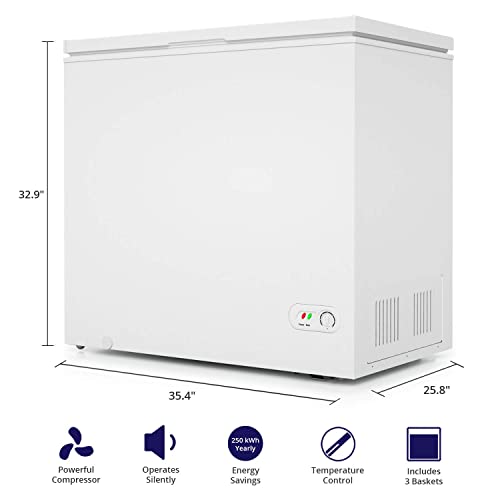 Northair Chest Freezer - 7 Cu Ft With 4 Removable Baskets - Reach In Freezer Chest - Quiet Compact Freezer - 7 Temperature Settings - White #TOP1