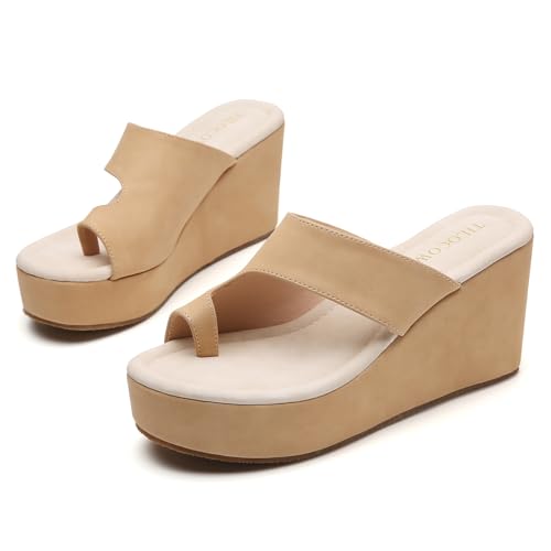 Image of Tilocow Wedge Bunion Sandals for Women Platform Slipper High Heel Wedge Flip-Flop Light Weight Ladies Shoes