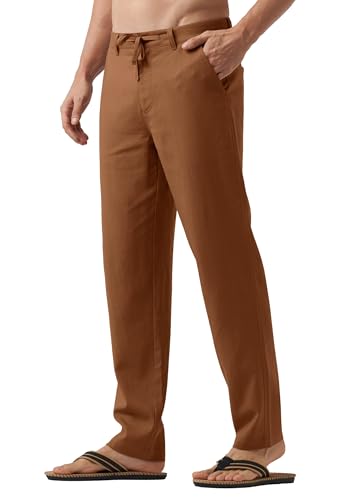 Image of Willit Men's Linen Pants Casual Lightweight Drawstring 29 inch 30 inch 32 inch