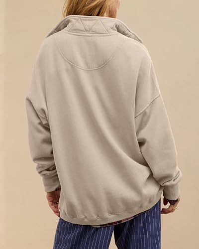 Image of Gacaky Sweatshirt for Women Oversized Casual Long Sleeve Button Henley Neck Pullover Tops Fashion Outfits Clothes