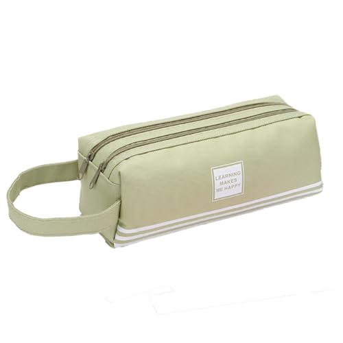 Image of Large Capacity Double Layer Pen Case, Durable Oxford Fabric Pencil Pouch with Smooth Zipper for School, Office & Art Supplies Organization (Army Green)