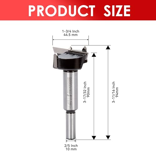 MOLLOM 1-3/4" (44.5mm) Forstner Drill Bit for Precise Woodworking with Durable YG8 Carbide Thickness of 2.0mm,This Hinge Cutter Tool is Ideal for Hard Wood Plastic - Image 2