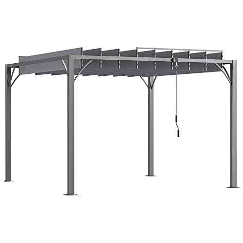 Outsunny Pergola 3 x 3 m bioclimatica a lamelle orientabili in stile contemporaneo Struttura in alluminio UV 50+ - grigio