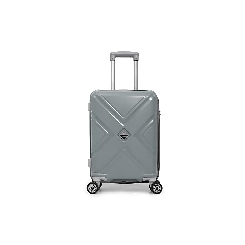 TRUMPKIN Trolley Bags for Travel, 55 cm Cabin Suitcase, 4 Wheel Black Small Luggage for Men and Women, Hard Side Cabin Bag (Small, Grey)