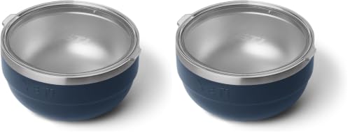 Image of YETI Rambler Bowl, Vacuum Insulated, Stackable and Nestable Stainless Steel Bowl with Lid, 2 Quart, Navy (Pack of 2)