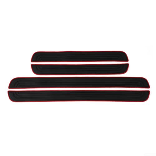 Besttoolifes Juego de paneles de goma negra para umbral de puerta de coche, protector de escalones antiarañazos con diseño de goma de PVC antideslizante, para una fácil instalación, sin taladros