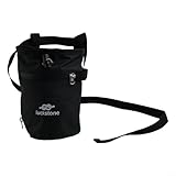 Niceminiwall Bolsa de tiza de escalada con diseño impermeable sin fugas y forro polar para escalada en roca, búlder, entrenamiento de gimnasio y levantamiento de pesas, gran apertura (negro)