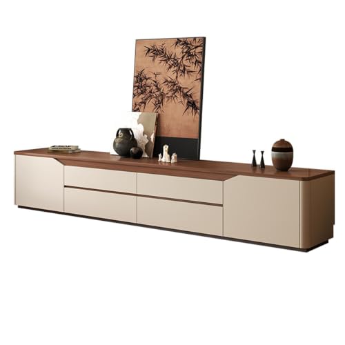 Ampio spazio di archiviazione nascosto classificato: dotato di due armadietti laterali chiusi e quattro cassetti centrali estraibili, questo supporto TV fornisce spazio nascosto nascosto for organizzare console di gioco, accessori multimediali, coperte, riviste e disordine vario. Il piano di lavoro piatto extra largo tiene ordinatamente vasi decorativi, cornici artistiche e dispositivi audio