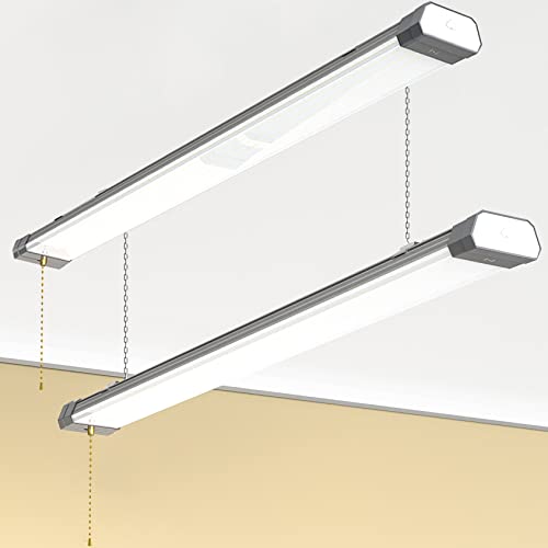 120W LED Shop Light Linkable, 15600 LM 5000K Linear High Bay/Low Bay Lighting Fixture 120V with US Plug Cable, Pull Chain for Garage Workshops Basements Hanging or FlushMount - 2 Pack ETL Listed 120W LED Shop Light Linkable, 15600 LM 5000K Linear High Bay/Low Bay Lighting Fixture 120V with US Plug Cable, Pull Chain for Garage Workshops Basements Hanging or FlushMount - 2 Pack ETL Listed