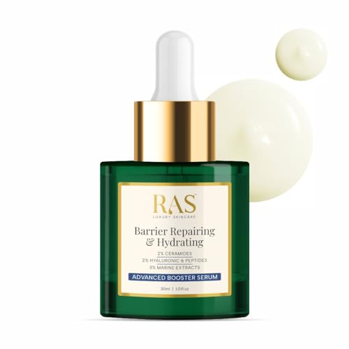 Image of RAS Luxury Oils Barrier Repairing & Hydrating Advanced Booster Serum with 2% Hyaluronic Acid, 2% Ceramides, 3% Marine Extracts for Instant Hydration | Repairs Damaged Skin Barrier, 30 ml