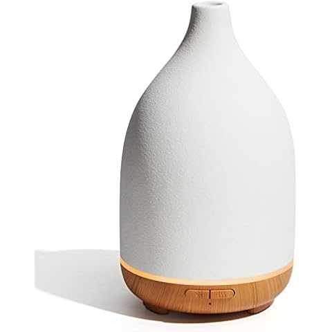 InnoGear Oil Diffuser, 150ML Ceramic Diffuser for Essential Oils Handcrafted Aromatherapy Diffuser Ultrasonic Cool Mist Humidifier with 2 Mist Modes Waterless Auto Off for Room Office, White Cover