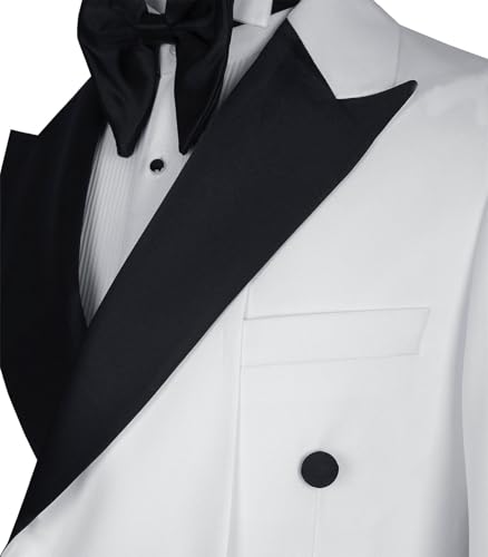 Men's Black Suit Jacket Classic Fit Peaked Lapel Double Breasted Blazer Sport Coat4