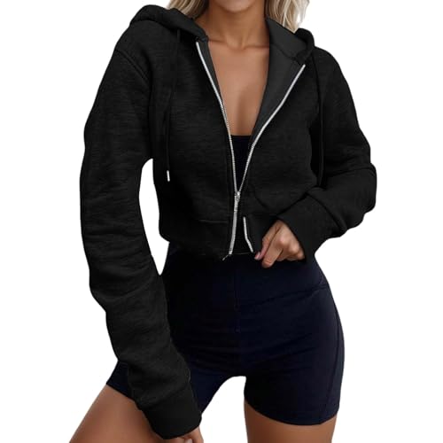 Sweat à capuche femme court zippé pour rester au chaud avec style en hiver