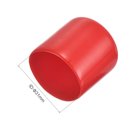 Image of uxcell 4pcs Rubber End Caps 1 1 /4 inch(31mm) ID Vinyl Round End Cap Cover Screw Thread Protectors Red, 30mm Height