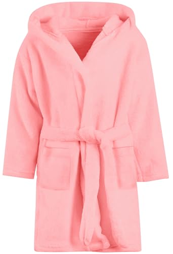 Image of Umeyda Girls Fleece Hooded Robes, Warm Printed Bath Robe for Kids Soft Fuzzy Bathrobe for Gifts