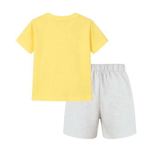 Image of HILEELANG Girls Cotton Short Set Summer 2 Piece Outfit T Shirt Shorts | 100% Cotton, Soft Breathable Fabric, 2 Piece Outfit Set, Elastic Waist, Summer Comfort for Toddler Little Girls