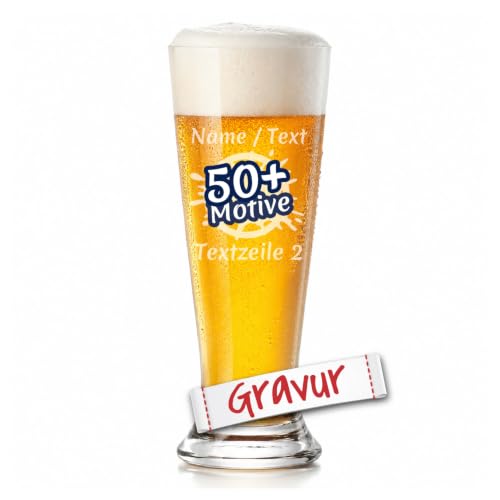 LALALO Bierglas mit Gravur personalisiert mit Namen - Weizenbierglas - Geschenkidee für Geburtstag Vatertag Papa Jahrestag Oktoberfest